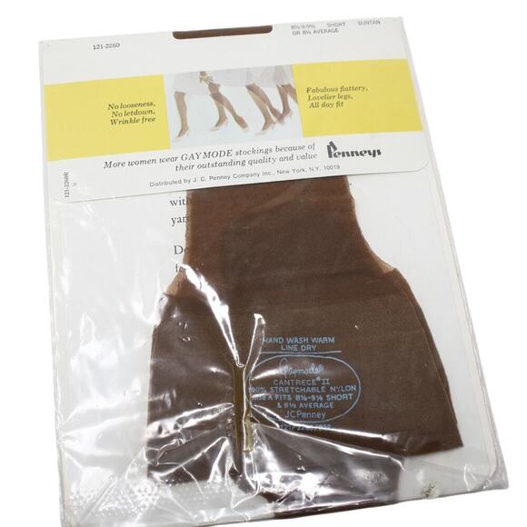Vintage Nylon Stockings Cantrece Gaymode 1 Pair Suntan A 8 1/2 Average - Hey Viv - Picture 5 of 6